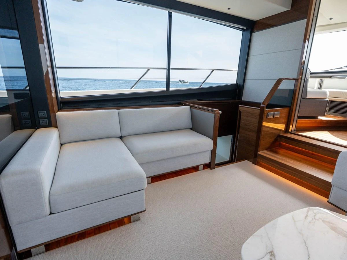 a train with a view of the water aboard PRINCESS S80 Yacht for Sale