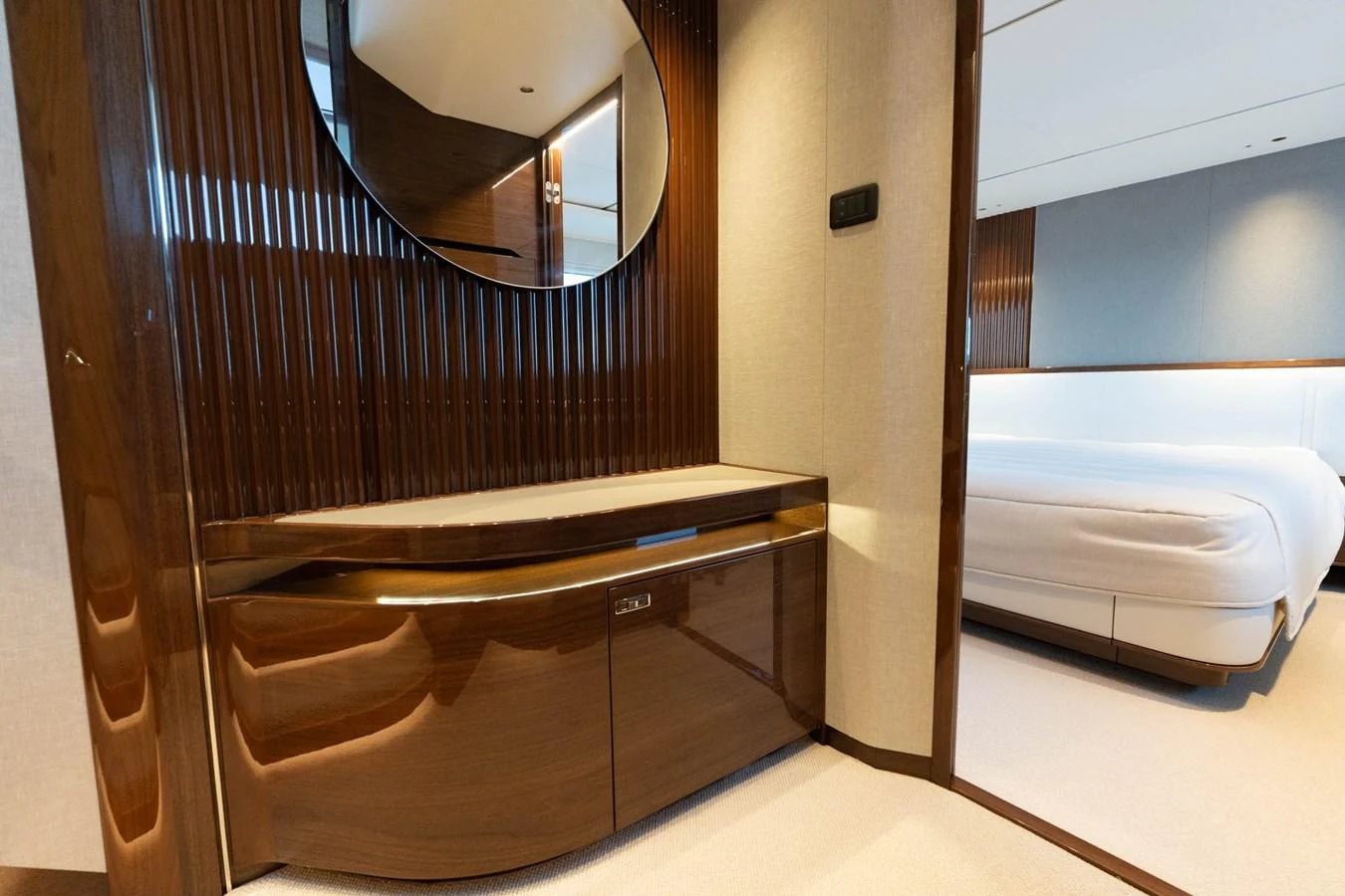 a bathroom with a mirror aboard PRINCESS S80 Yacht for Sale