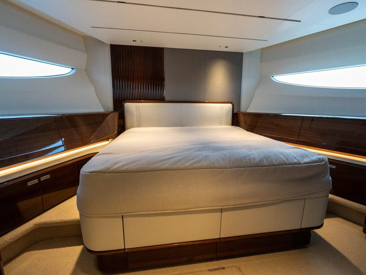 a bed in a room aboard PRINCESS S80 Yacht for Sale