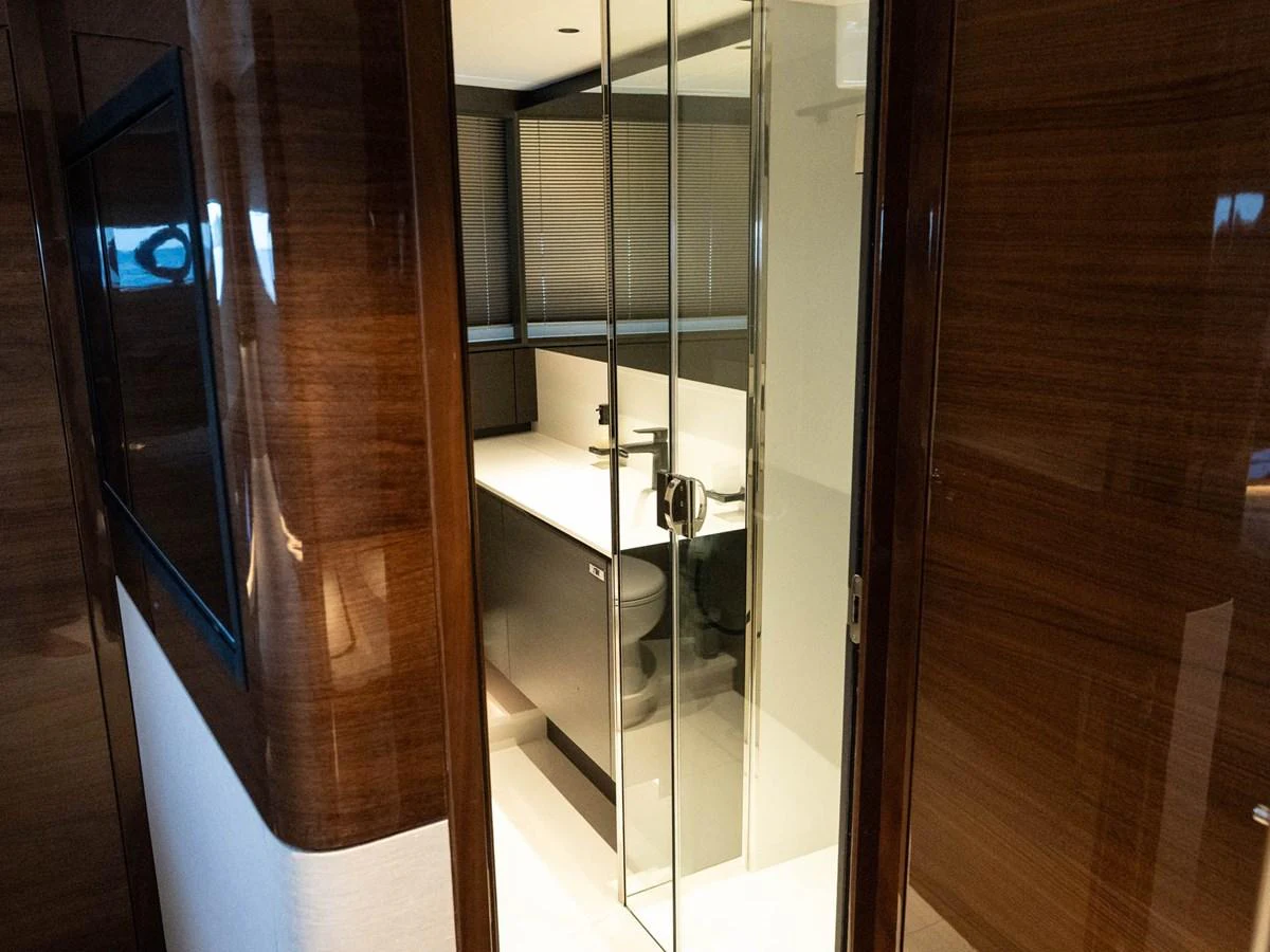 a glass shower unit aboard PRINCESS S80 Yacht for Sale