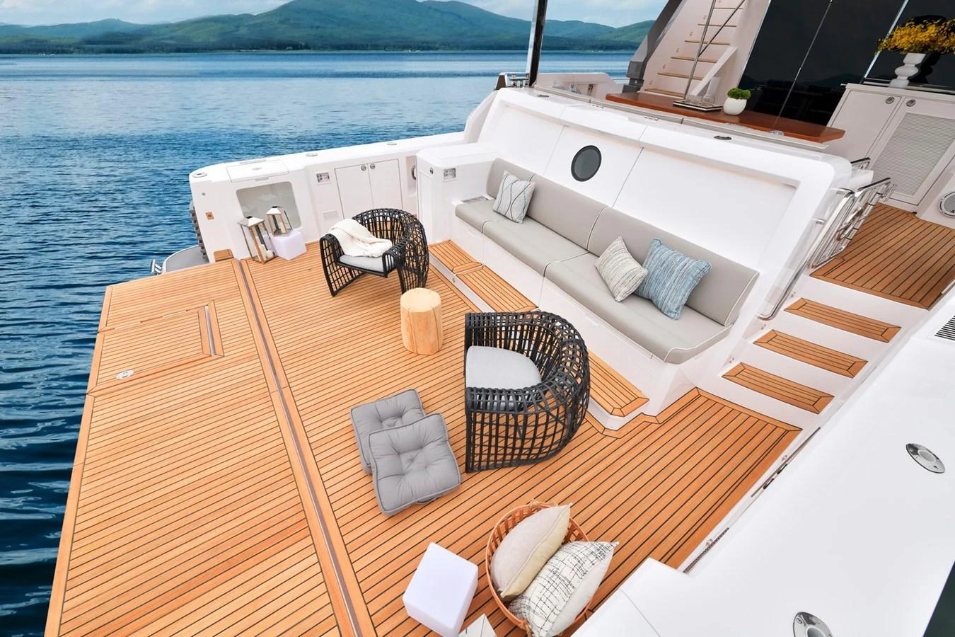 a boat on the water aboard HORIZON V77S Yacht for Sale