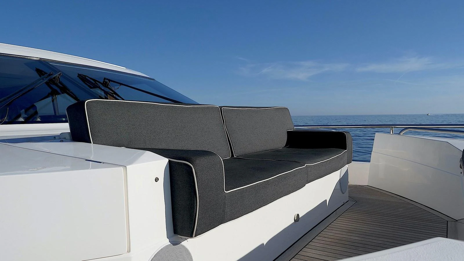 Elegant deck seating area with a sleek, modern design. aboard GIA GIA' Yacht for Sale
