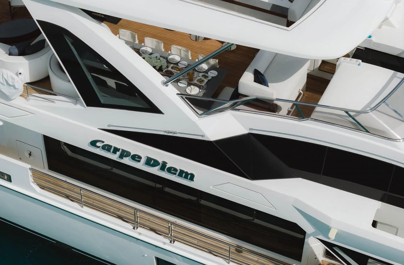 close-up of a white piano aboard CARPE DIEM Yacht for Sale