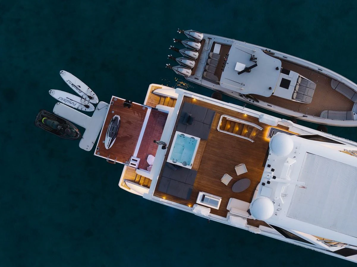 a high angle view of a ship aboard CARPE DIEM Yacht for Sale
