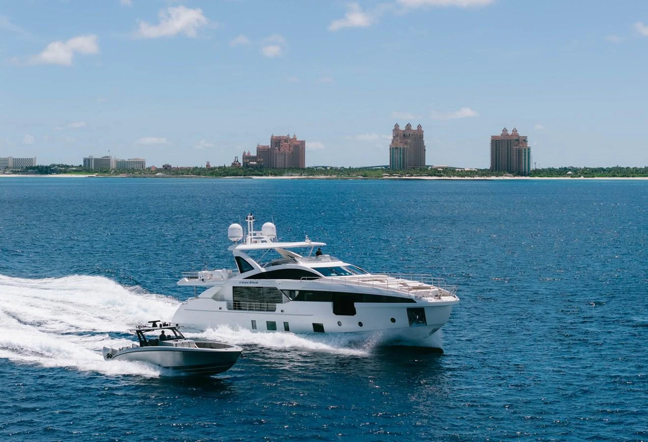 a boat on the water aboard CARPE DIEM Yacht for Sale