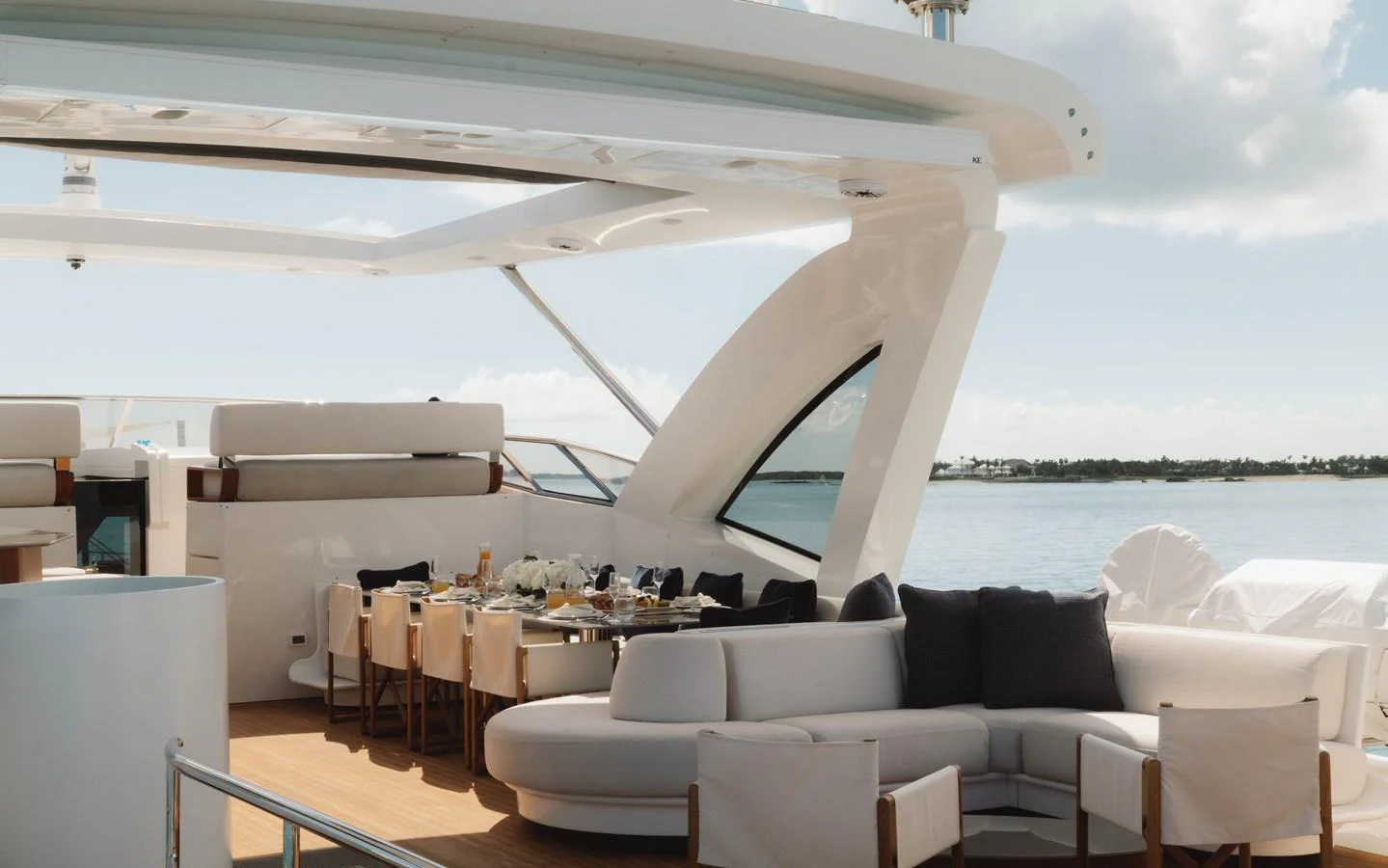 a room with a large white arch aboard CARPE DIEM Yacht for Sale
