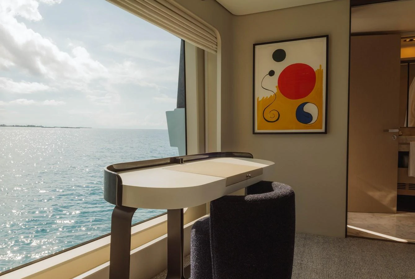 a table and chairs on a boat aboard CARPE DIEM Yacht for Sale
