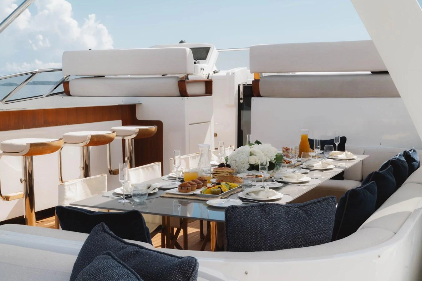a table with food on it aboard CARPE DIEM Yacht for Sale