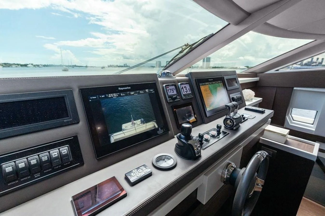 a control panel of a plane aboard ELEVATION Yacht for Sale