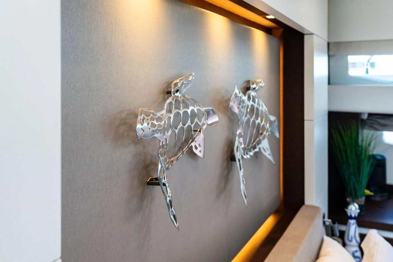 a wall with a skeleton aboard ELEVATION Yacht for Sale