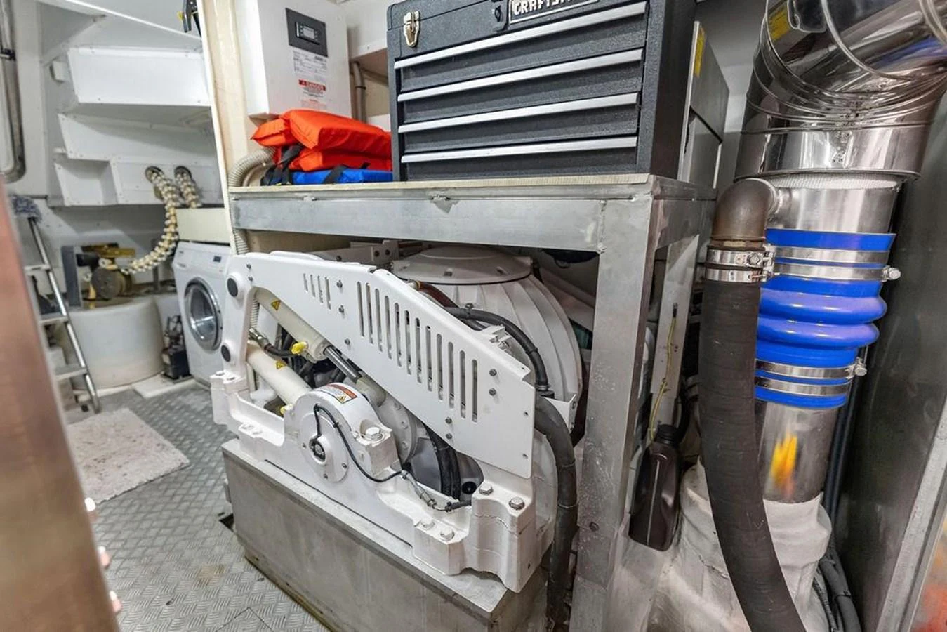 a machine with a large metal object aboard ELEVATION Yacht for Sale