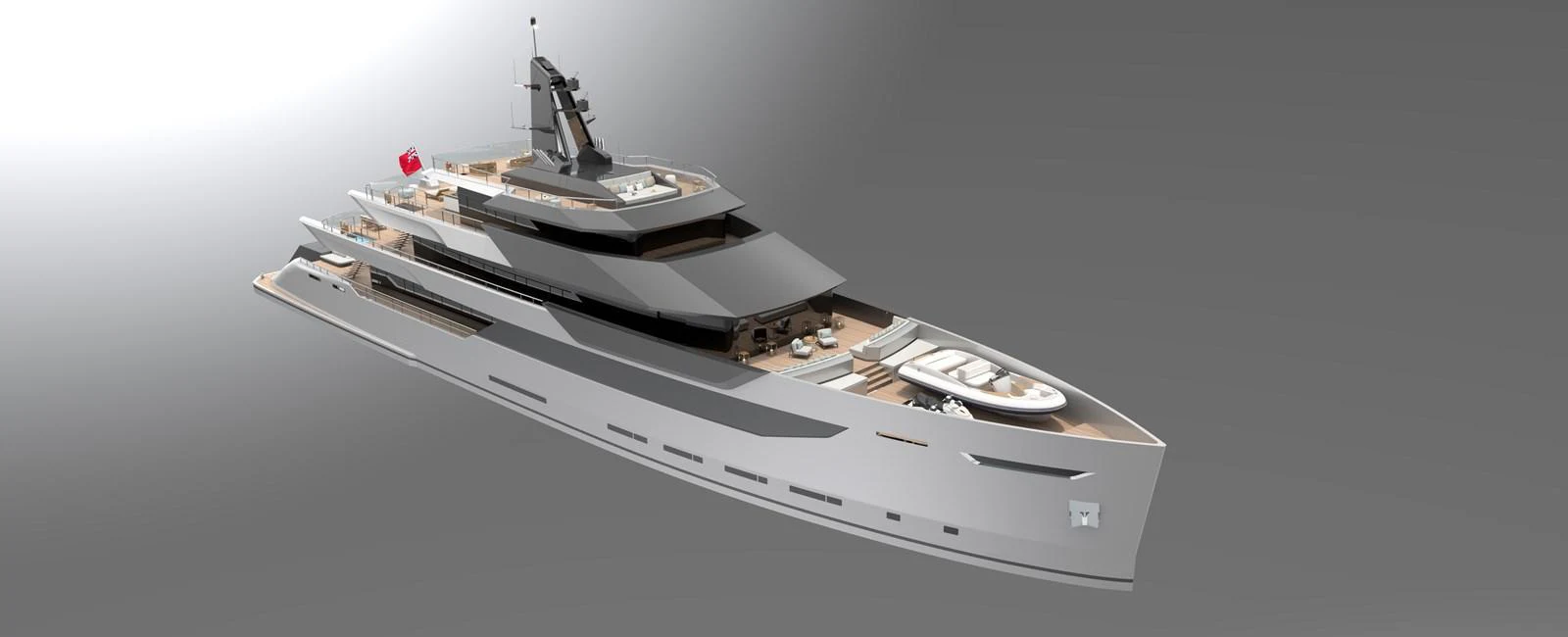 A sleek and modern yacht with a streamlined design and spacious decks. aboard ABOVE + BEYOND Yacht for Sale