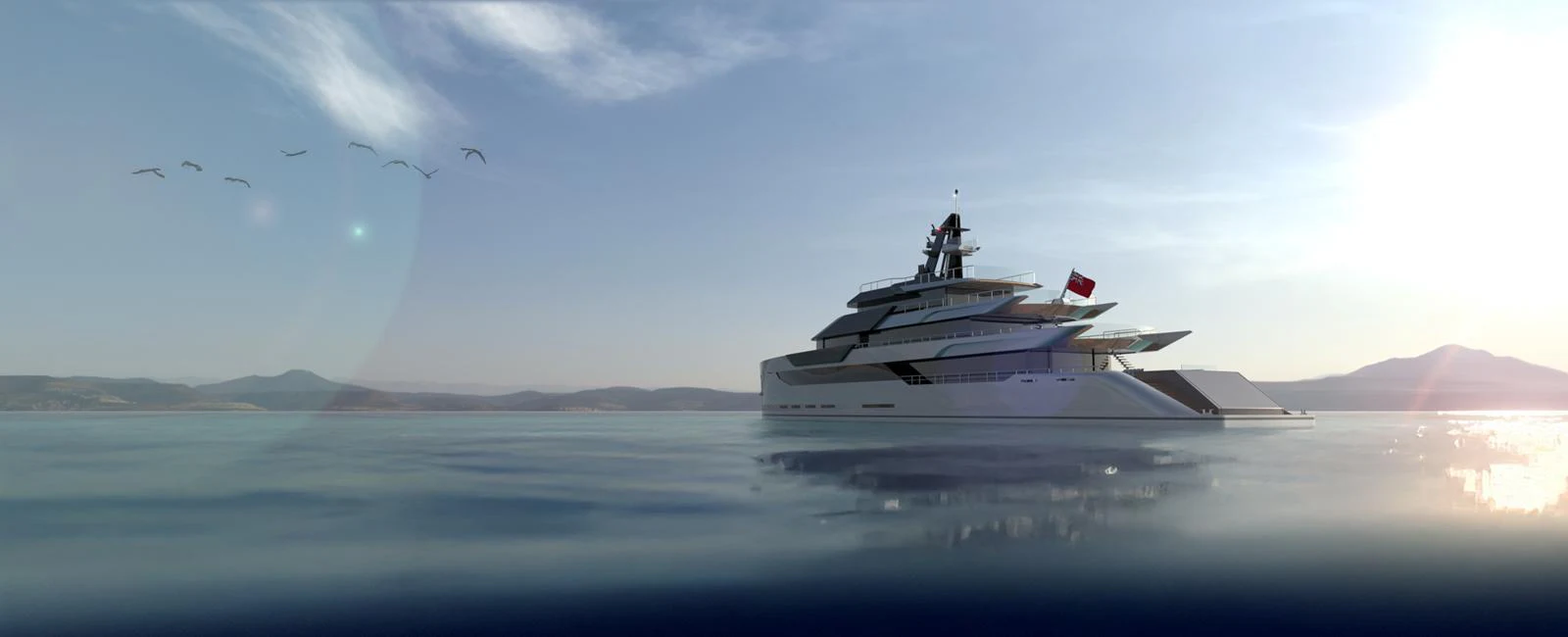 A stunning yacht glides gracefully on calm waters under a serene sky. aboard ABOVE + BEYOND Yacht for Sale