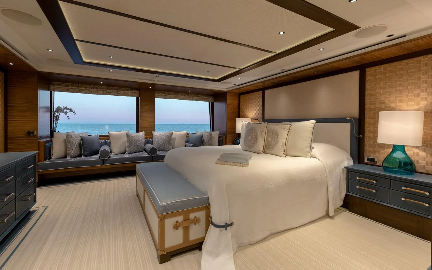 The master stateroom offers a luxurious and spacious retreat with stunning ocean views. aboard BATON ROUGE Yacht for Sale