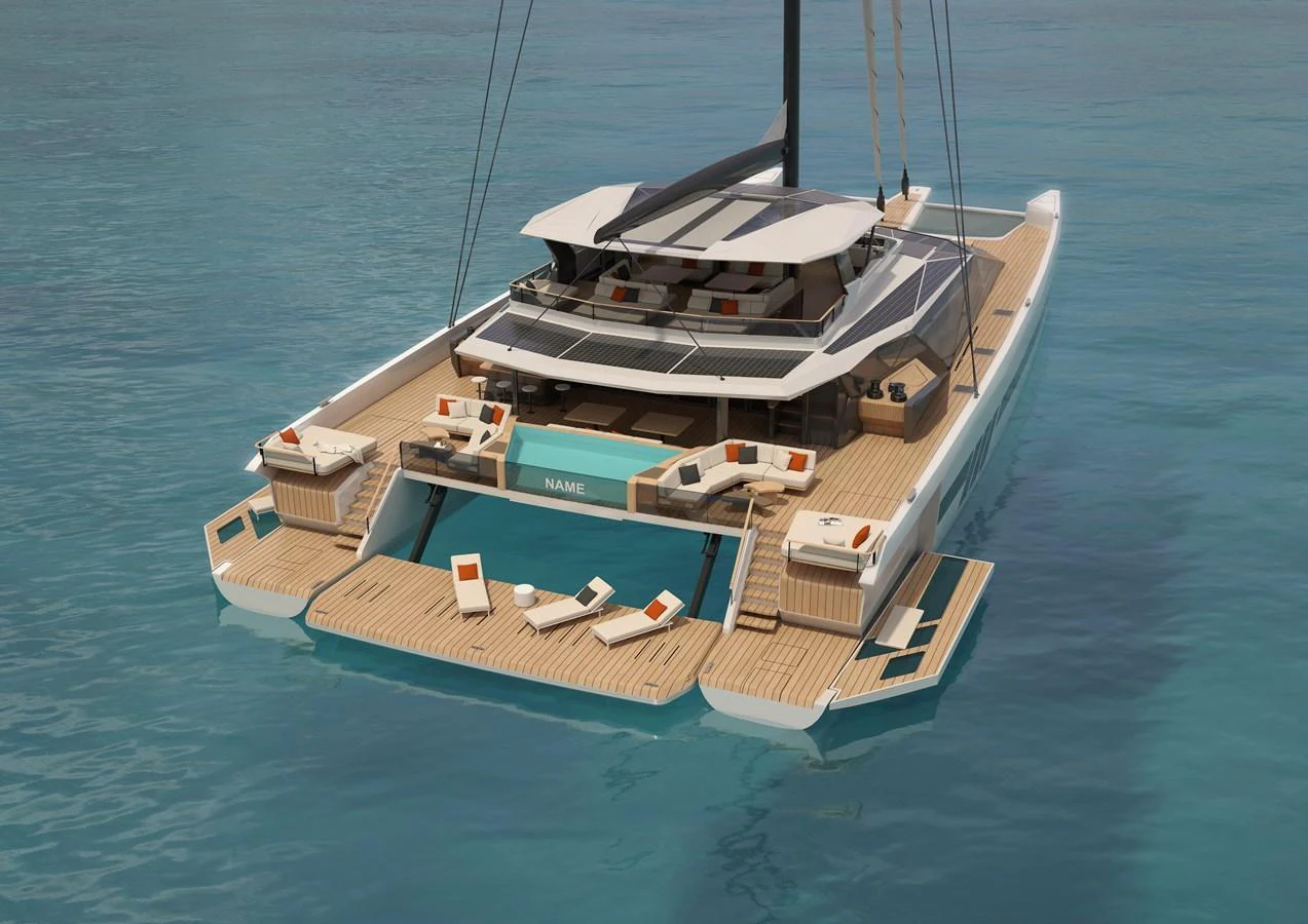 The yacht's expansive aft deck offers luxurious lounging areas and easy access to the water. aboard POLARIS Yacht for Sale