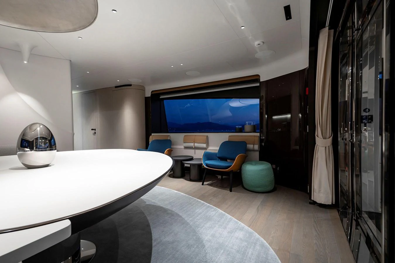 The yacht's interior features a modern and stylish lounge area with comfortable seating and elegant decor. aboard TAMANYA Yacht for Sale