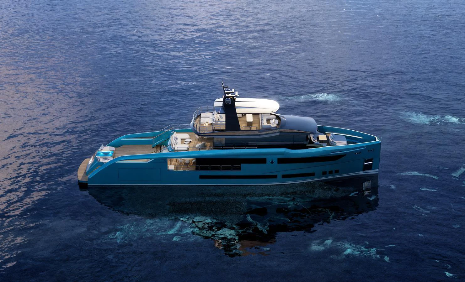 A sleek and modern yacht glides gracefully on the water, showcasing its contemporary design and luxurious amenities. aboard ANTONINI NAVI SUY 110 Yacht for Sale