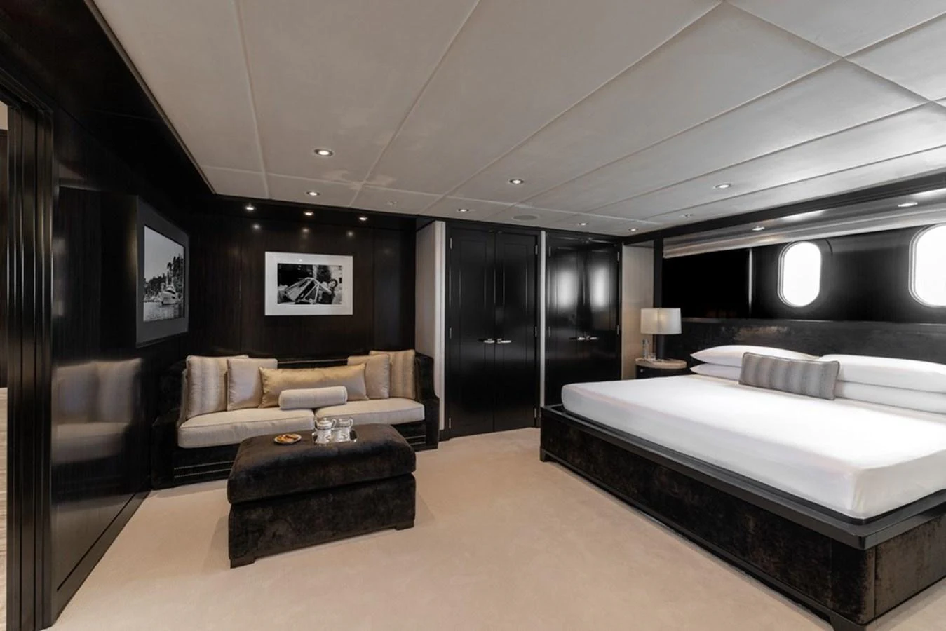 The master stateroom offers a luxurious and spacious retreat with elegant furnishings and ample natural light. aboard CARPE DIEM Yacht for Sale