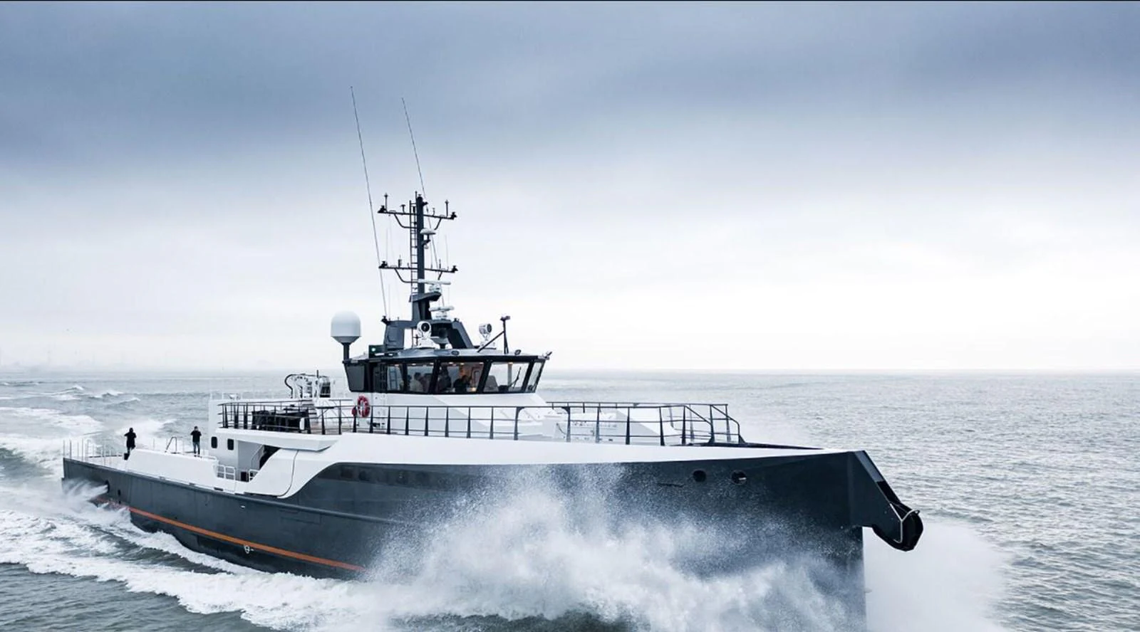 A sleek and modern yacht cruises through the waves, showcasing its powerful design. aboard GENE CHASER Yacht for Sale