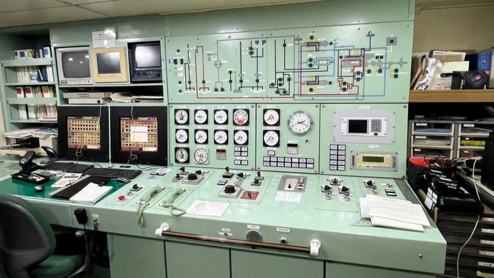 The yacht's control room is equipped with advanced monitoring and control systems. aboard CUSTOM Yacht for Sale