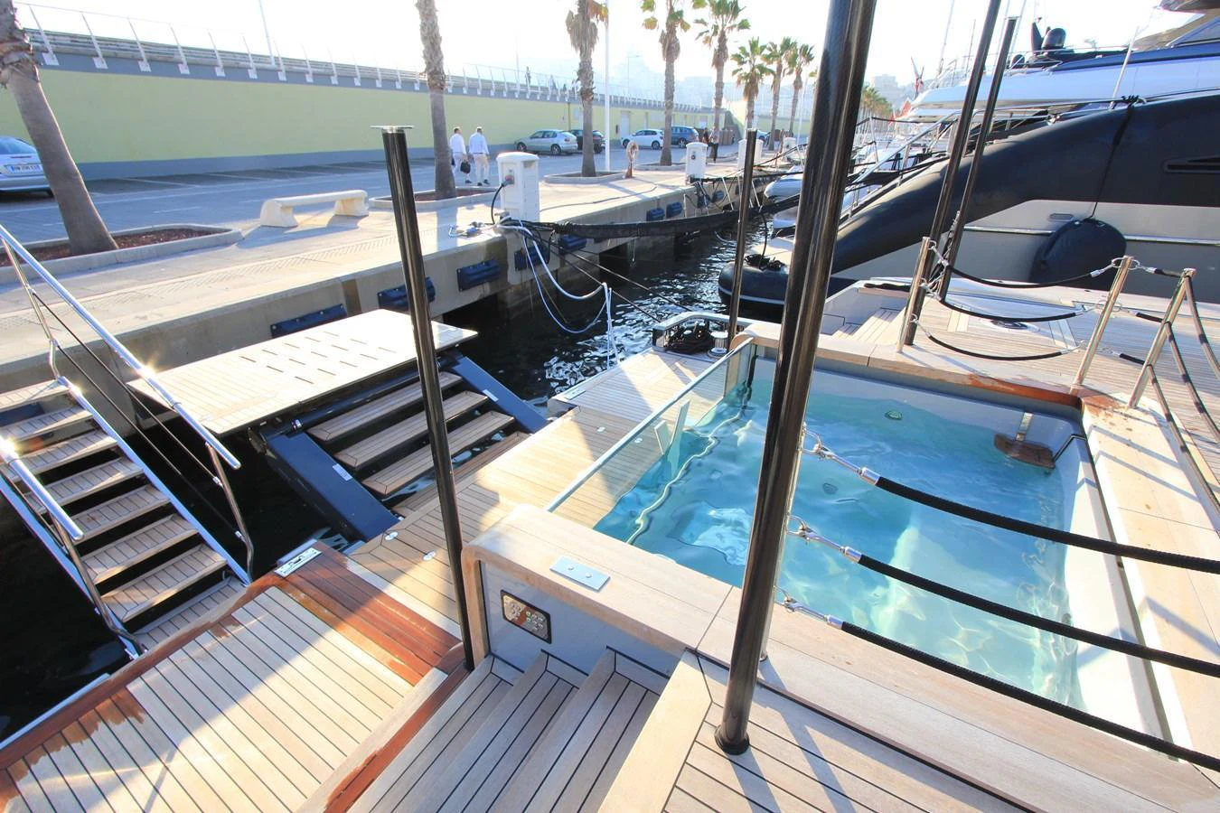 The yacht features a luxurious jacuzzi on the deck, perfect for relaxation. aboard OASIS 34M BO212 Yacht for Sale