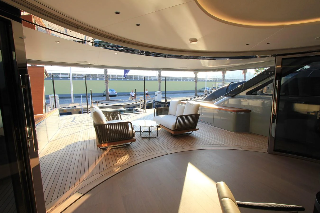 The aft deck offers a spacious and inviting area for relaxation and socializing. aboard OASIS 34M BO212 Yacht for Sale