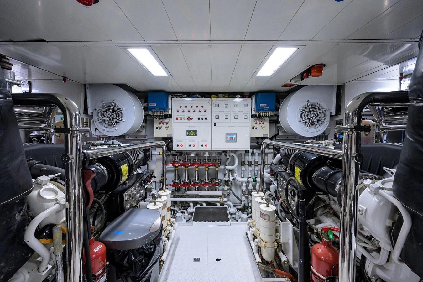 The yacht's engine room is equipped with advanced machinery and control panels, ensuring optimal performance and reliability. aboard BENETTI CLASSIC Yacht for Sale
