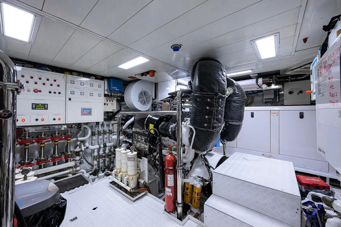 The engine room is equipped with advanced machinery and control systems, ensuring optimal performance and reliability. aboard BENETTI CLASSIC Yacht for Sale