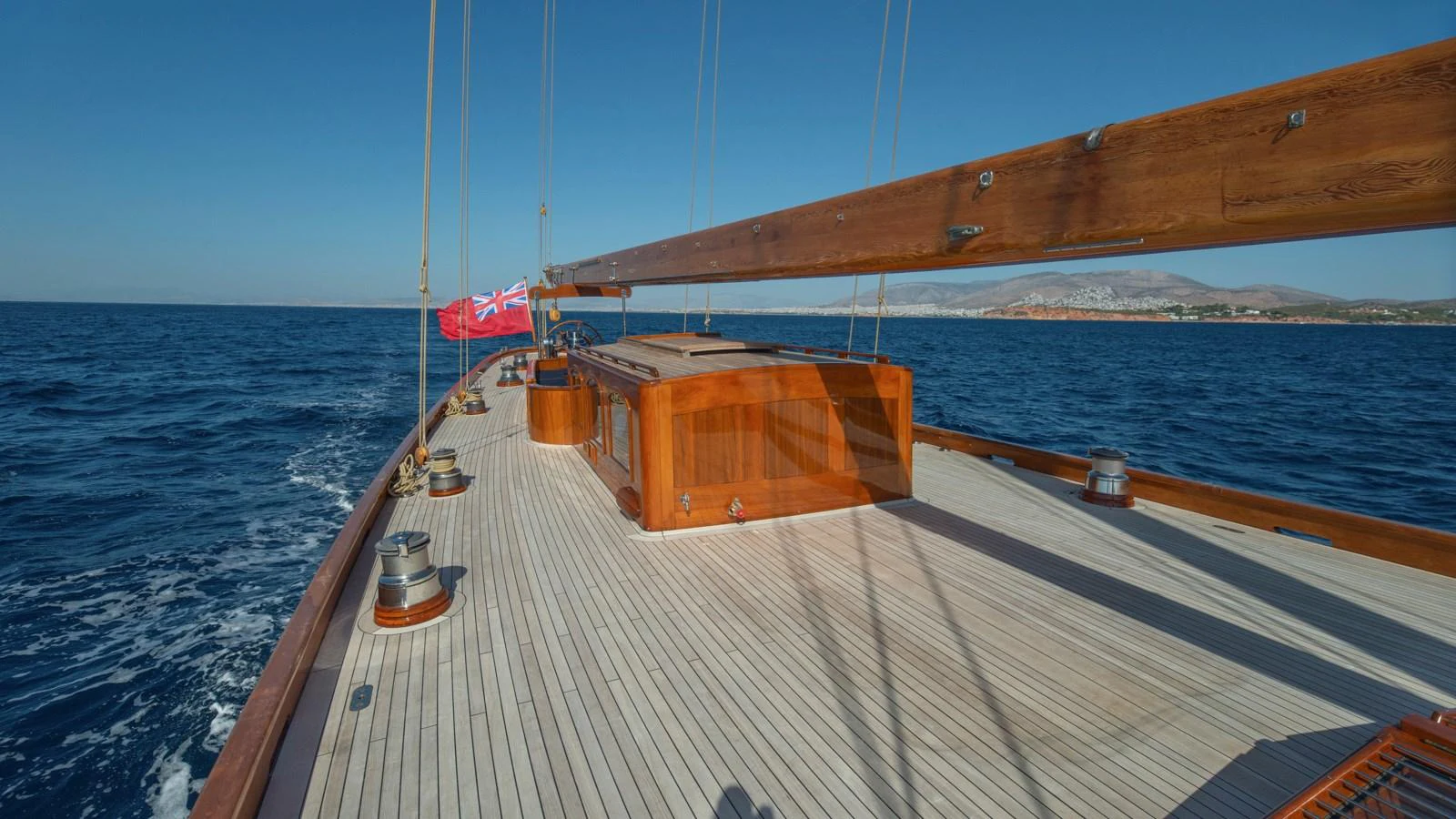 The yacht's deck offers a spacious and elegant area for relaxation and enjoyment while sailing. aboard CANDIDA Yacht for Sale