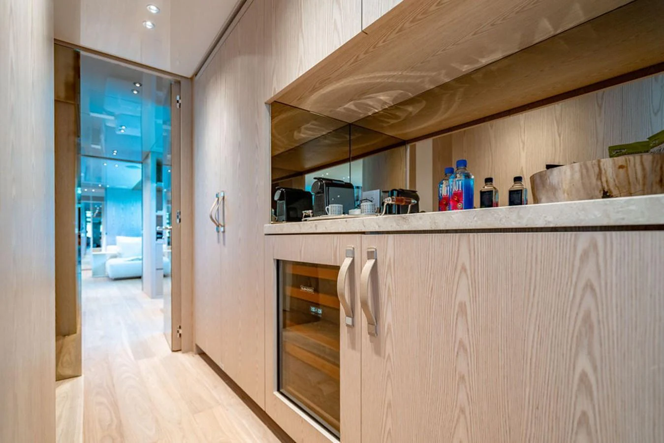 The yacht's galley features modern appliances and sleek cabinetry, creating a functional and stylish space. aboard SANLORENZO SD118/129 Yacht for Sale