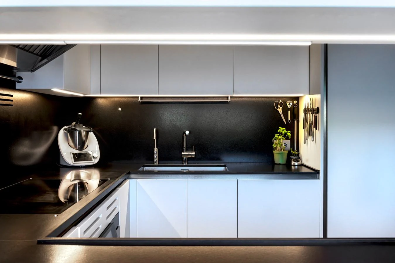 A sleek and modern galley with high-end appliances and ample counter space. aboard AV1 Yacht for Sale