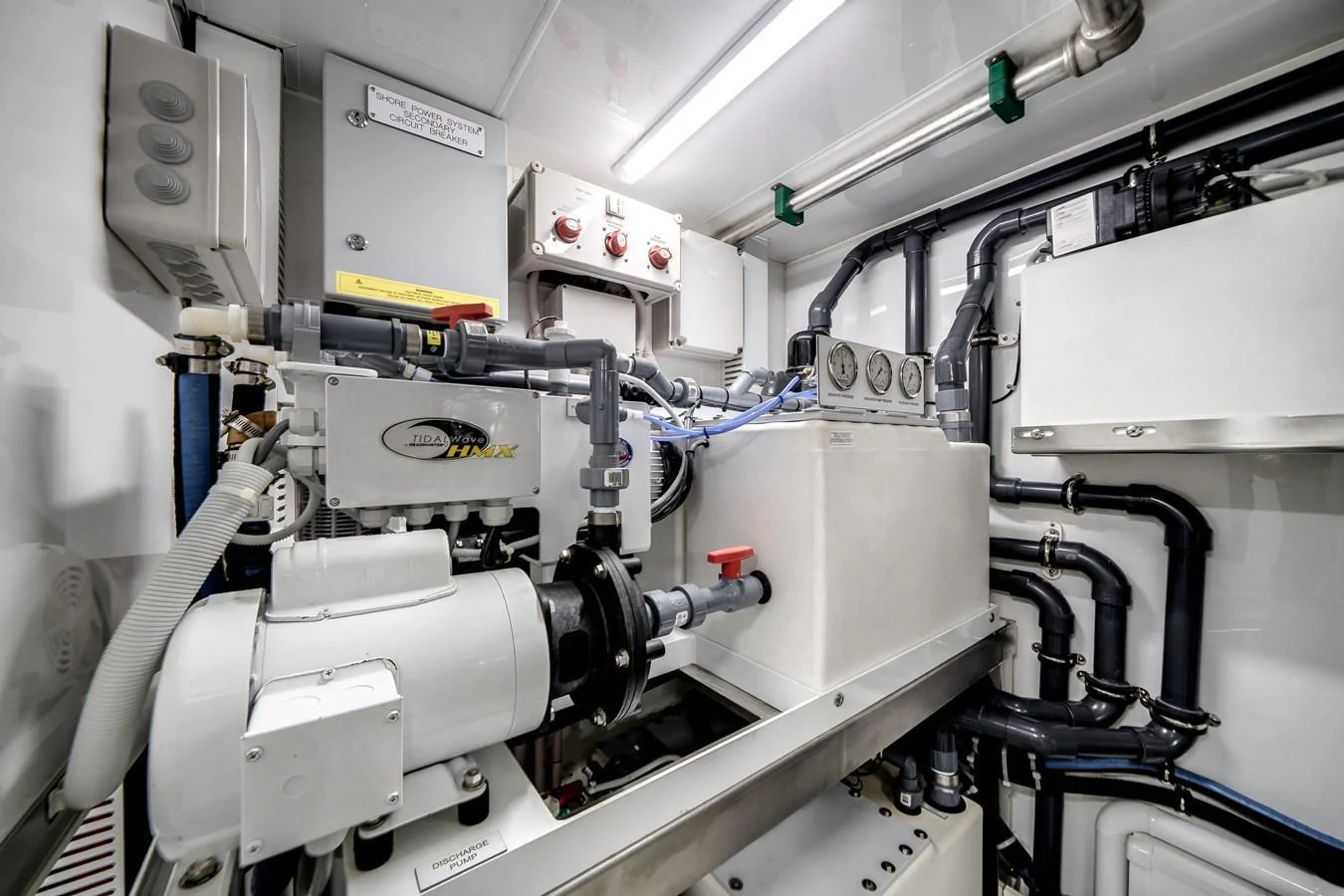 The engine room is equipped with advanced machinery and well-organized piping. aboard OCEAN ALEXANDER 44G/01 Yacht for Sale