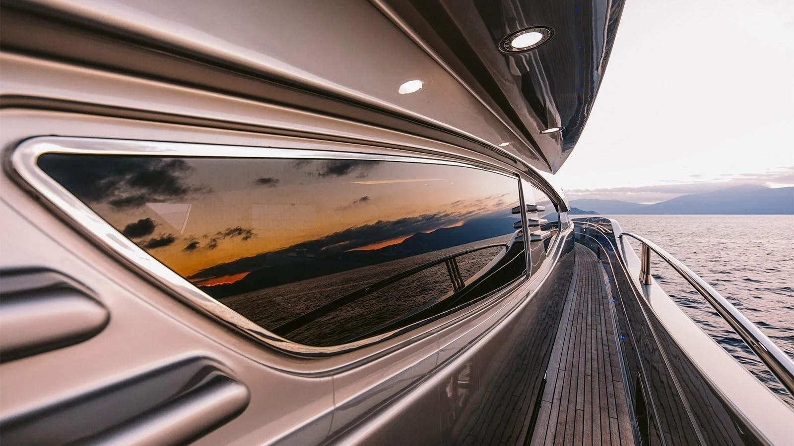 the view from the inside of a car of a boat aboard ELVI Yacht for Sale