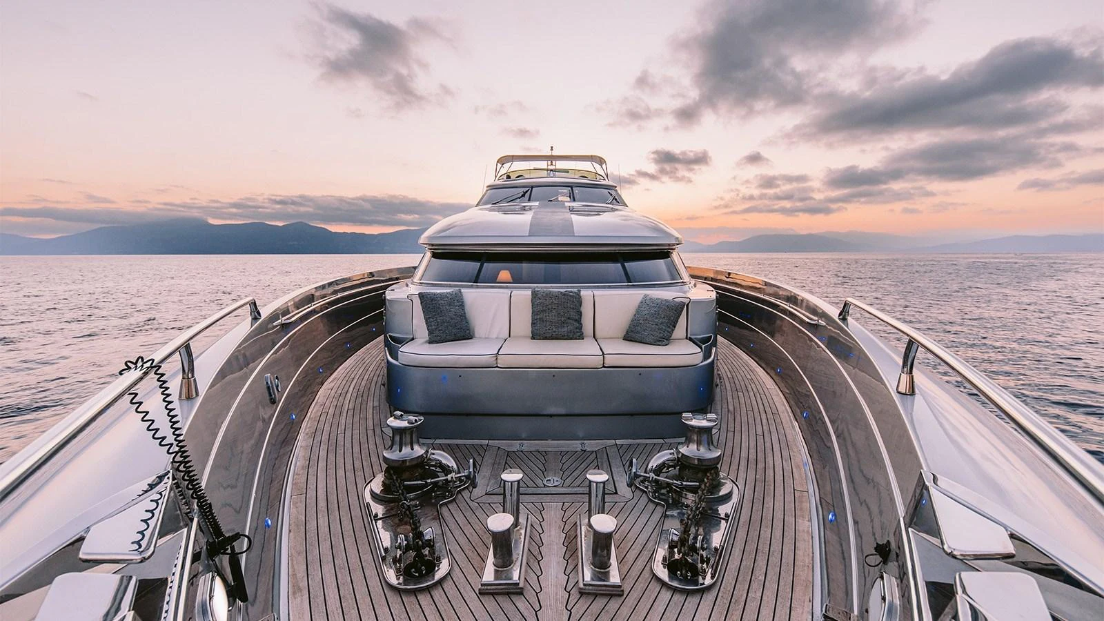 a ship on a water body aboard ELVI Yacht for Sale