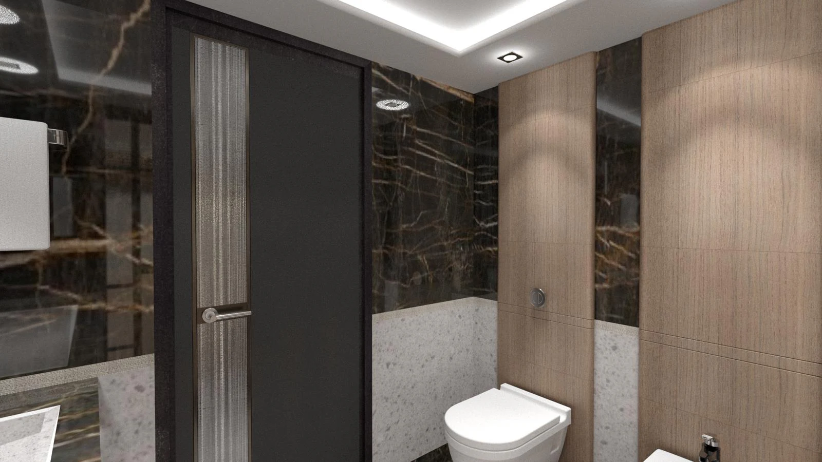 The yacht's bathroom features modern fixtures and a sleek design. aboard SPITFIRE Yacht for Sale