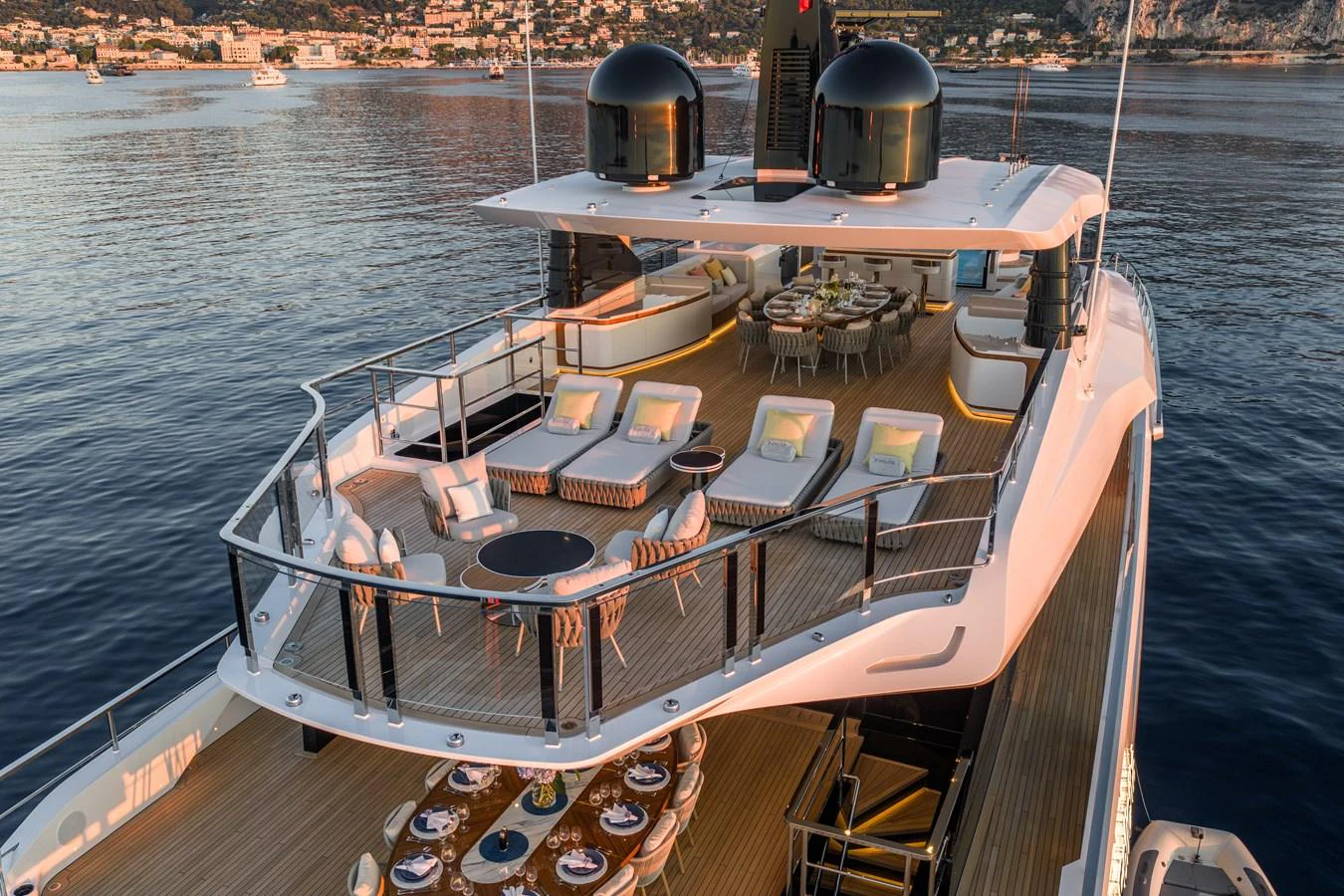 a boat with a large metal object on it aboard FELICITA Yacht for Sale
