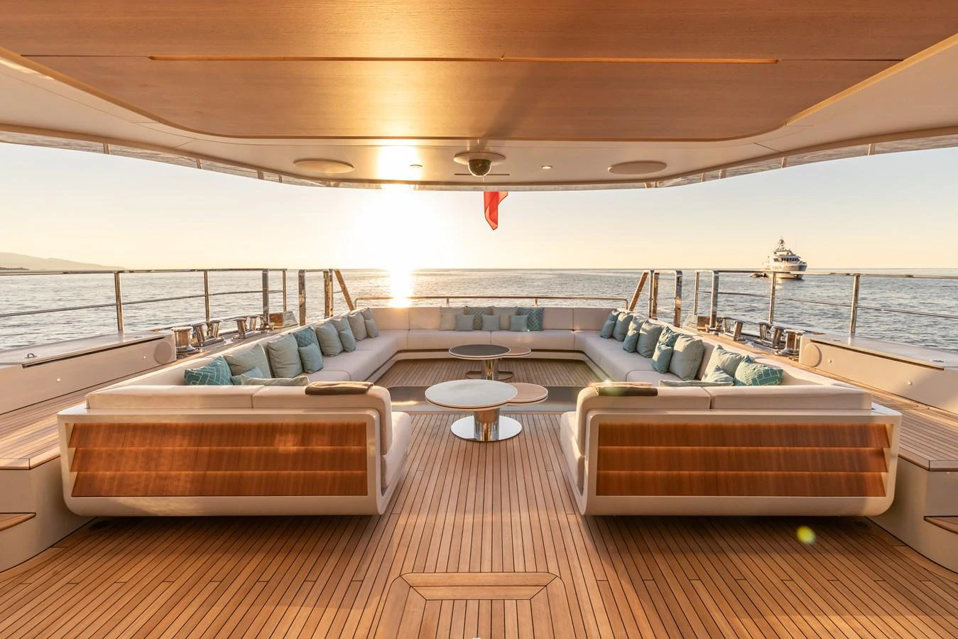 a room with a couch and a table on a boat aboard FELICITA Yacht for Sale