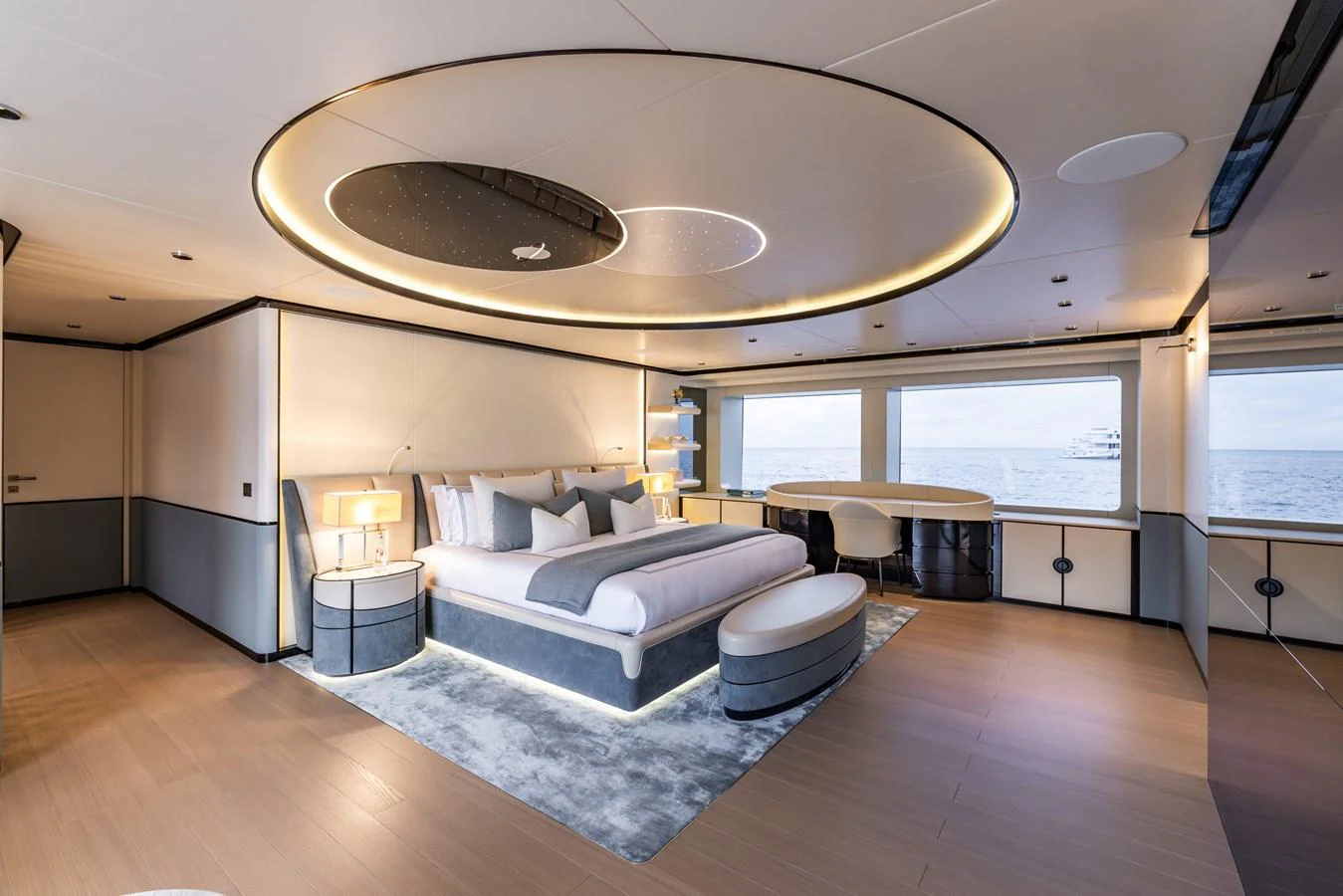 a room with a couch and a table aboard FELICITA Yacht for Sale