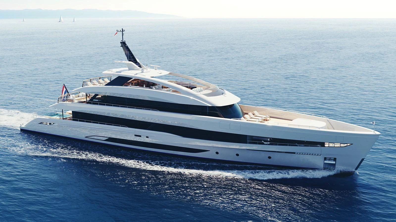 A sleek and modern yacht cruising on calm waters under a clear sky. aboard HEESEN 50M DISPLACEMENT STEEL ALUMINIUM YN 21350  GRACE Yacht for Sale