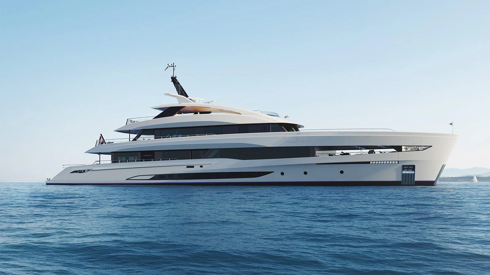 A sleek and modern yacht glides gracefully on the open sea under a clear sky. aboard HEESEN 50M DISPLACEMENT STEEL ALUMINIUM YN 21350  GRACE Yacht for Sale
