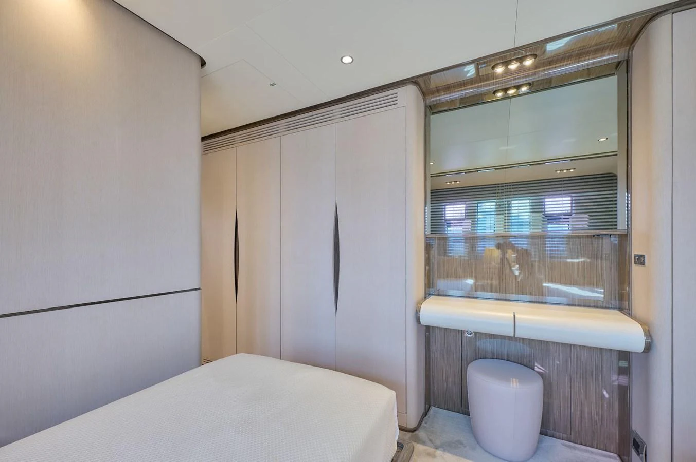 A serene stateroom featuring modern design and ample storage space. aboard SUN & SEA Yacht for Sale