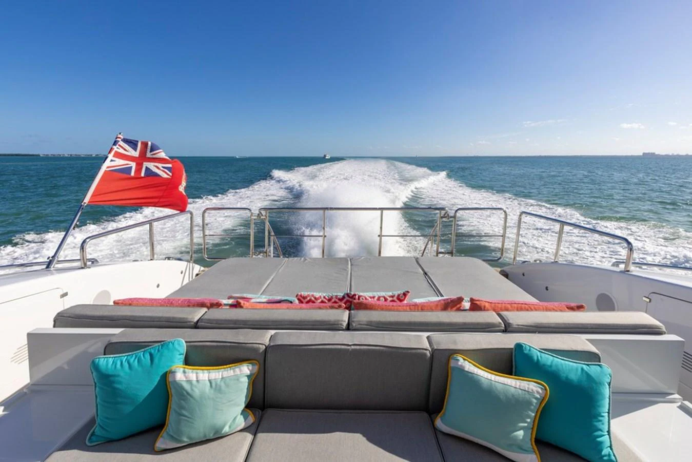 The aft deck offers a luxurious lounging area with a stunning view of the open sea. aboard SAYONARA Yacht for Sale