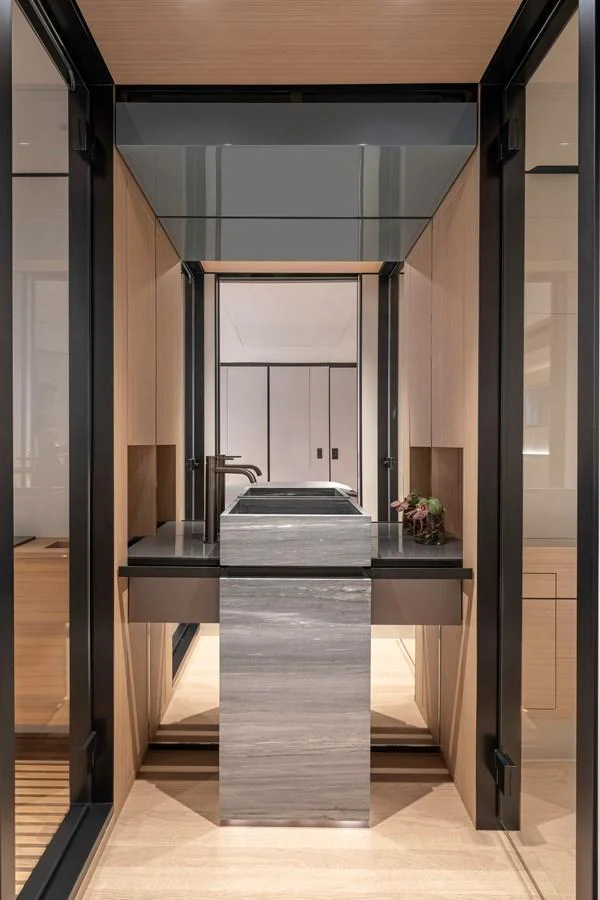 A sleek and modern bathroom with a minimalist design and high-end finishes. aboard AZIMUT GRANDE 30M NEW Yacht for Sale