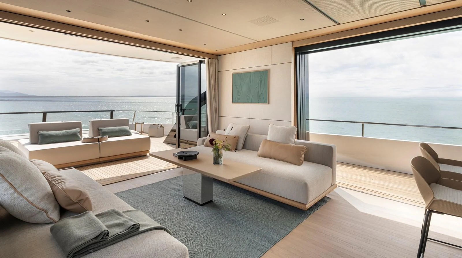 The salon offers a spacious and elegant area with panoramic ocean views and modern furnishings. aboard AZIMUT GRANDE 30M NEW Yacht for Sale