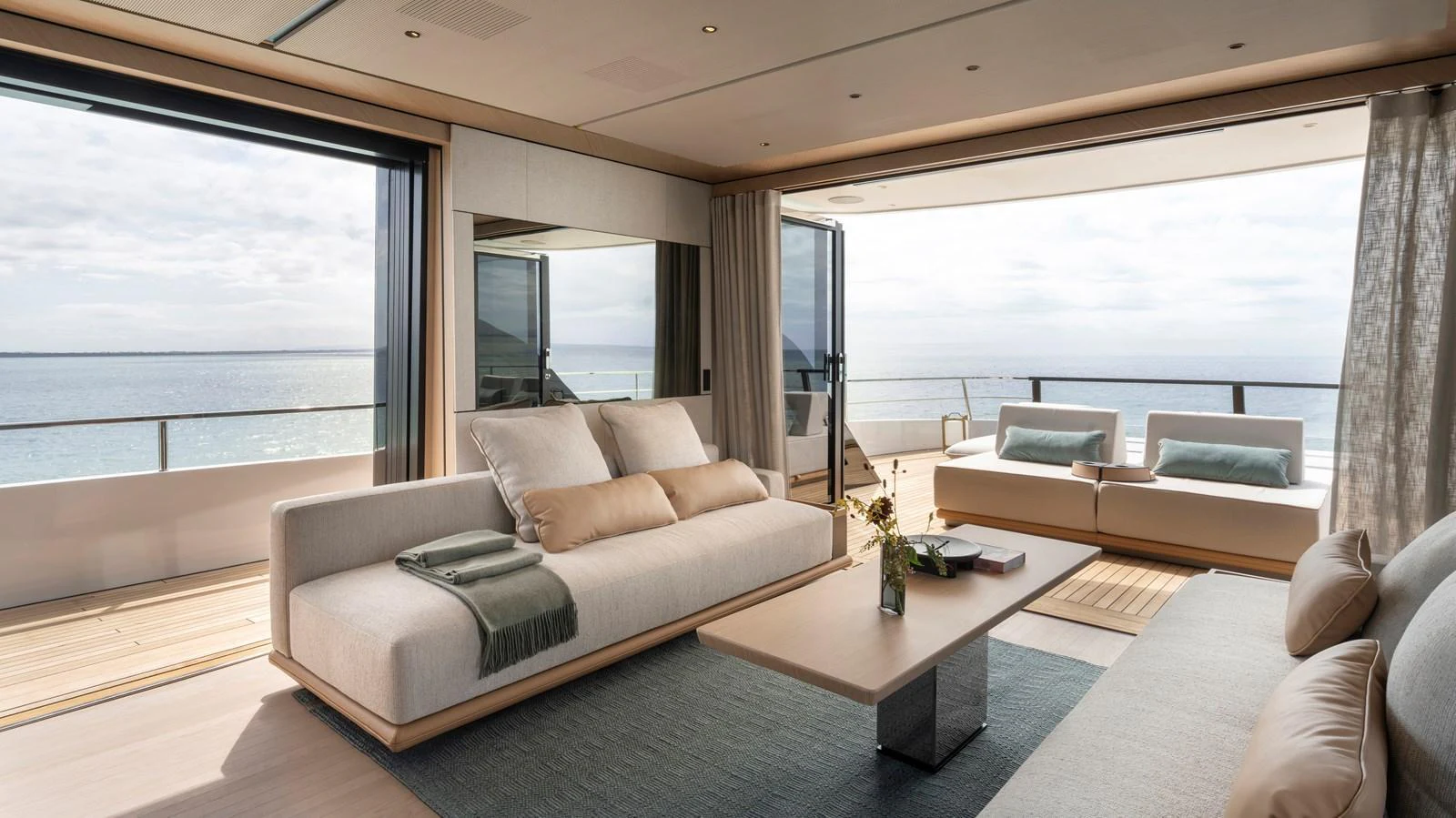 The salon offers a serene and luxurious space with panoramic ocean views and elegant furnishings. aboard AZIMUT GRANDE 30M NEW Yacht for Sale