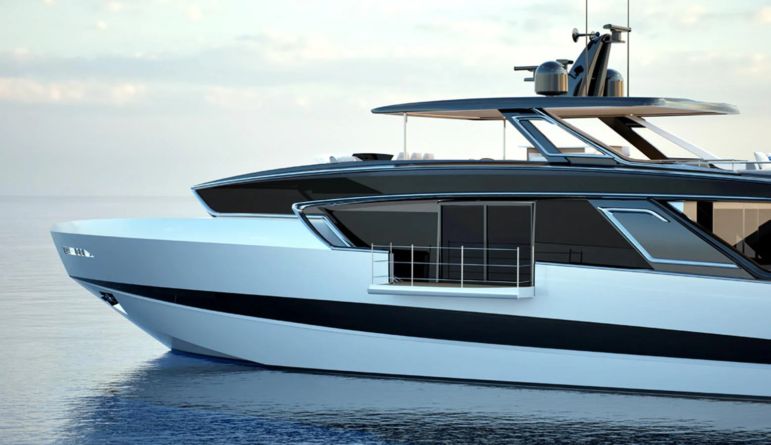 A sleek, modern yacht with a streamlined design glides on calm waters. aboard VIPER 120 Yacht for Sale