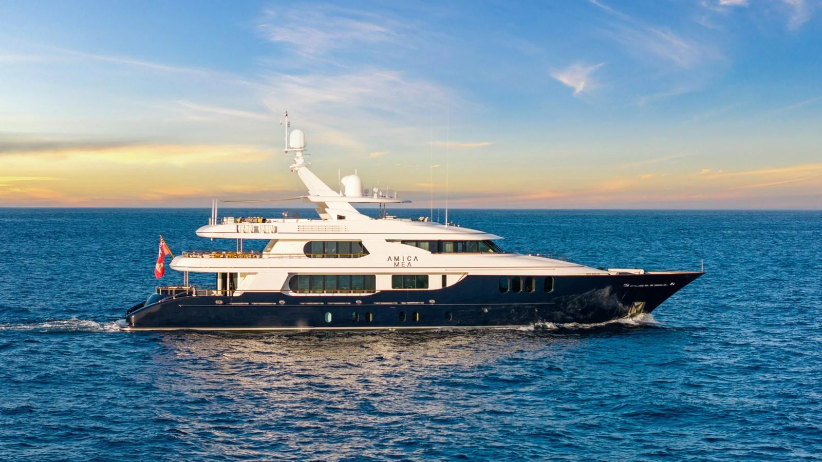 a boat in the water aboard AMICA MEA Yacht for Sale
