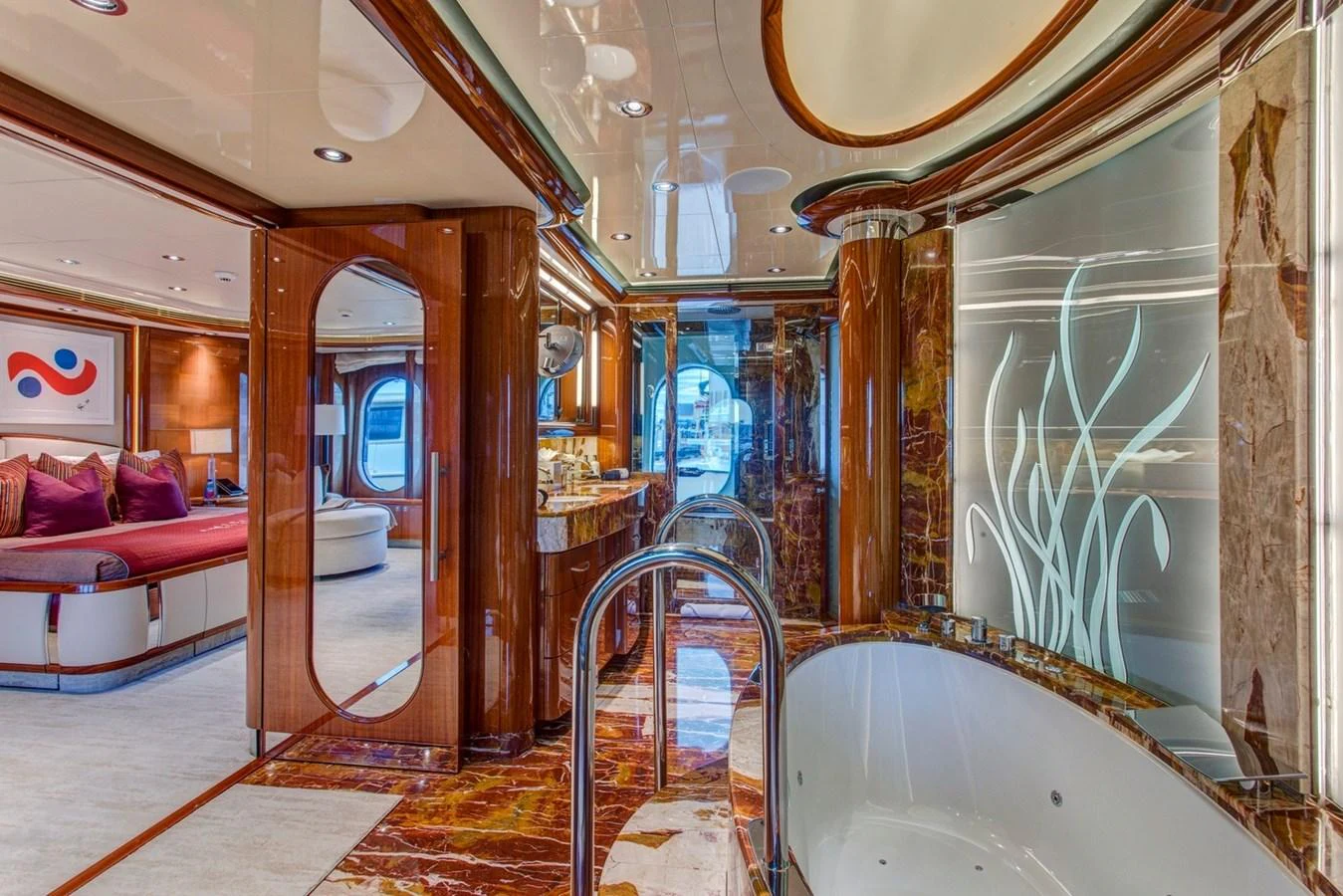 a bathroom with a large bathtub aboard AMICA MEA Yacht for Sale