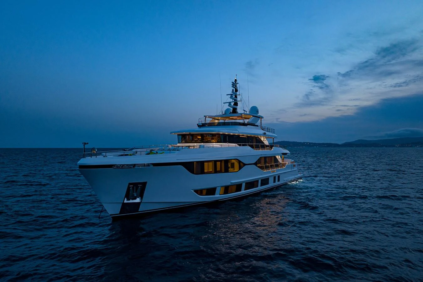 a large white boat in the water aboard MAJESTY 120 Yacht for Sale