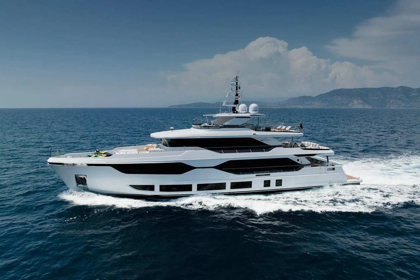 a white yacht in the water aboard MAJESTY 120 Yacht for Sale